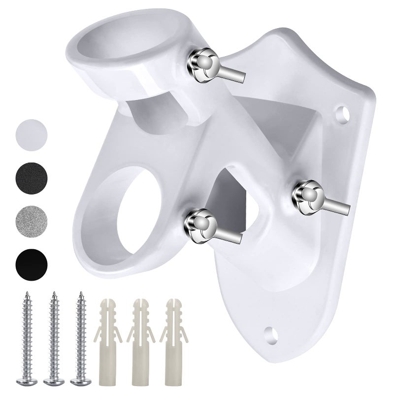 Haoridul Flag Pole Bracket  2 Position House Flag Pole Holder  Heavy Duty Aluminum Mount - Stainless Steel Hardware - Strong and Rust Proof - 1"" Inner Diameter (White-1Pack) - Image 1